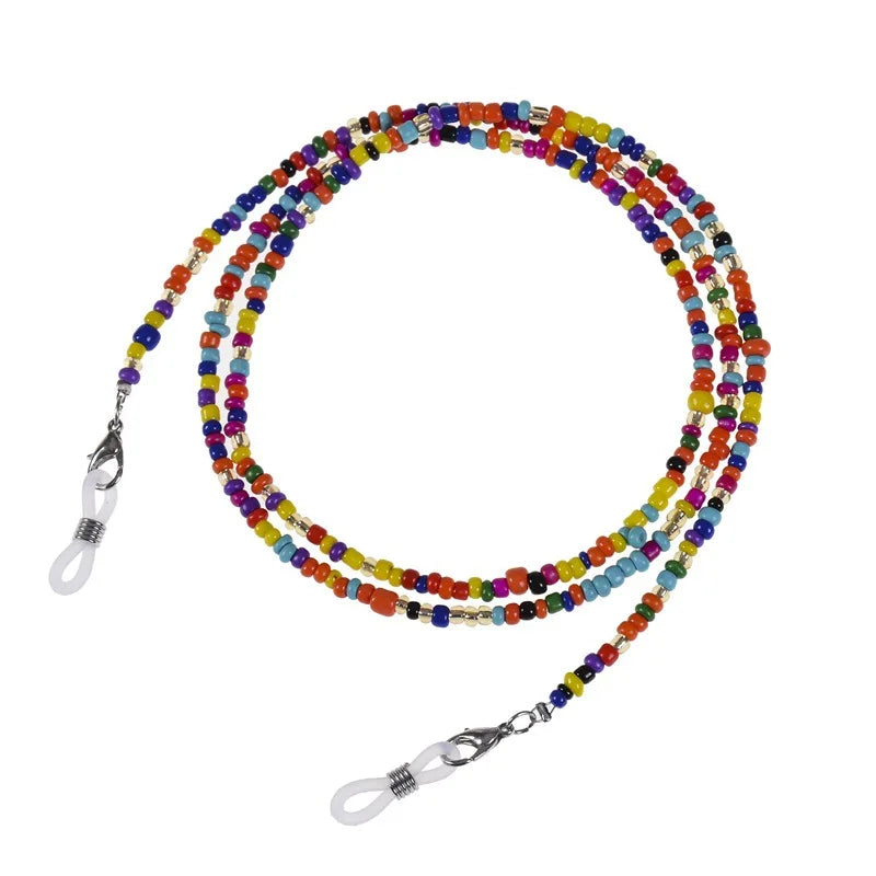 10pcs Rice Beads Face Cover Lanyard Strap Necklace For Women
