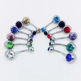 10 pcs Single Crystal Navel Belly Button Rings Surgical Steel