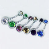 10 pcs Single Crystal Navel Belly Button Rings Surgical Steel
