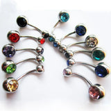 10 pcs Single Crystal Navel Belly Button Rings Surgical Steel