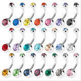 10 pcs Single Crystal Navel Belly Button Rings Surgical Steel