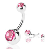 10 pcs Single Crystal Navel Belly Button Rings Surgical Steel