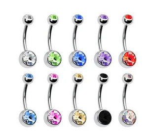 10 pcs Surgical Steel Crystal Belly Button Rings 5/8mm Ball Navel Piercings