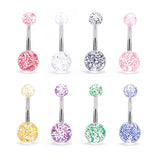 10 pcs Surgical Steel Crystal Belly Button Rings 5/8mm Ball Navel Piercings