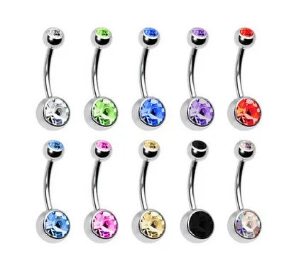 10 pcs Surgical Steel Crystal Belly Button Rings 5/8mm Ball Navel Piercings