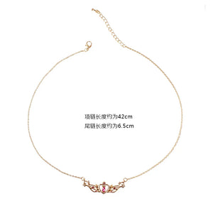 10 pcs card captor heart wing crown necklace