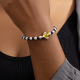 10 pcs Metal Enamel Bee Pearl Bracelet