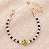 10 pcs Metal Enamel Bee Pearl Bracelet