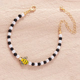 10 pcs Metal Enamel Bee Pearl Bracelet