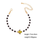 10 pcs Metal Enamel Bee Pearl Bracelet