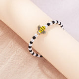 10 pcs Metal Enamel Bee Pearl Bracelet
