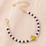 10 pcs Metal Enamel Bee Pearl Bracelet