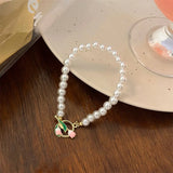 10 pcs Enamel Flower Pearl Bracelet, Jewelry Accessories Metal