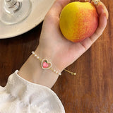 Metal Flower Pearl Peach Heart Bracelet Lot of 10