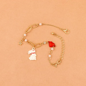 10 pcs Metal Heart Rabbit Pearl Bracelet Jewelry Accessories