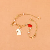 10 pcs Metal Heart Rabbit Pearl Bracelet Jewelry Accessories