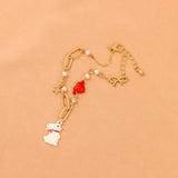 10 pcs Metal Heart Rabbit Pearl Bracelet Jewelry Accessories