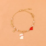 10 pcs Metal Heart Rabbit Pearl Bracelet Jewelry Accessories