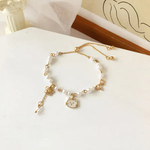 10pcs Metal Enamel Moon Star Cat Charm Bracelet