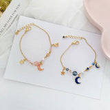 Enamel Moon Star Charm Bracelet - Set of 10