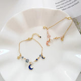 Enamel Moon Star Charm Bracelet - Set of 10