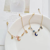 Enamel Moon Star Charm Bracelet - Set of 10