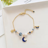 Enamel Moon Star Charm Bracelet - Set of 10