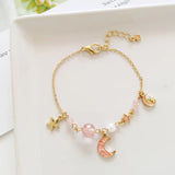 Enamel Moon Star Charm Bracelet - Set of 10