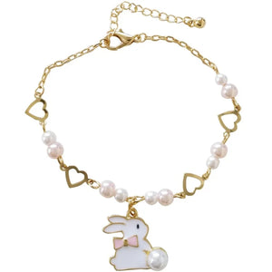 10 pcs Enamel Rabbit Charm Bracelet