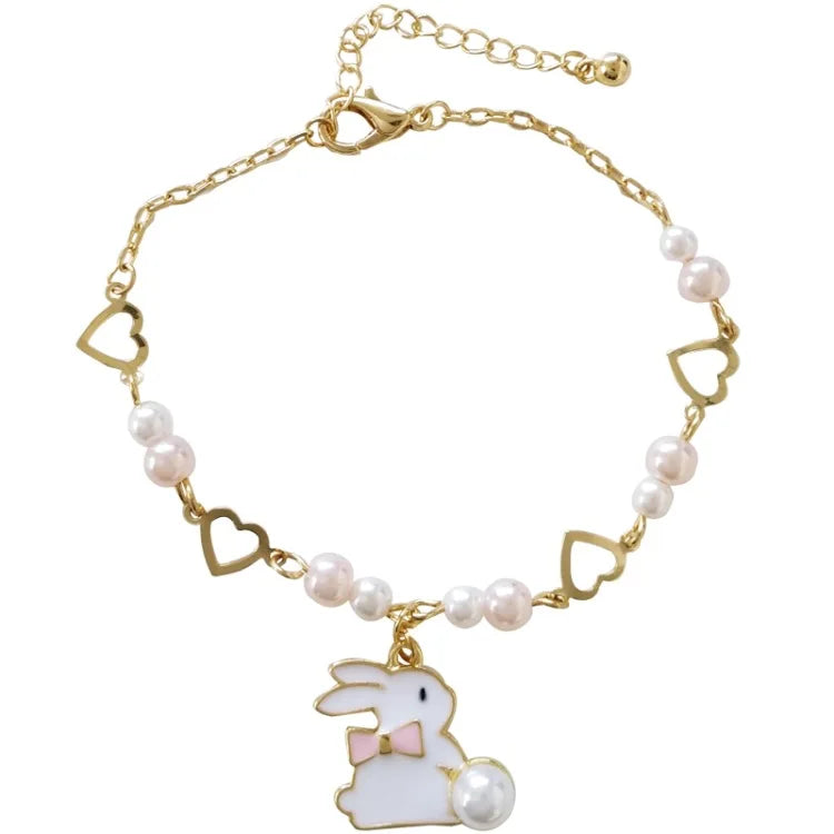 10 pcs Enamel Rabbit Charm Bracelet