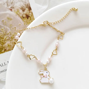 10 pcs Enamel Rabbit Charm Bracelet