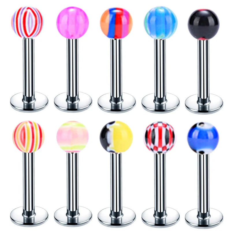 10 Pcs Mixed Acrylic Lip Nail Piercing Jewelry