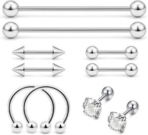 10 Stainless Steel Cartilage Spiral Earrings Body Piercing