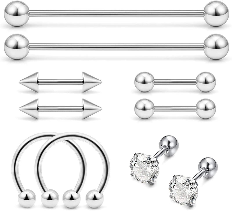 10 Stainless Steel Cartilage Spiral Earrings Body Piercing