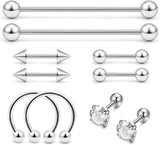 10 Stainless Steel Cartilage Spiral Earrings Body Piercing