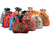 10 pcs 16.5x12CM Jewelry Bag Gift Pouch Mixed Color Silk Bag Flower