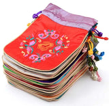 10 pcs 16.5x12CM Jewelry Bag Gift Pouch Mixed Color Silk Bag Flower