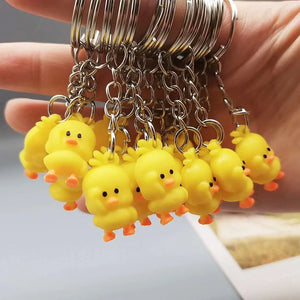 10pcs Resin Animal Keychain Yellow Duck Key Ring Gift