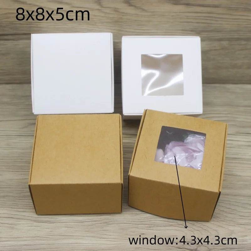 10 White/Kraft Square Paper Boxes, Candy Boxes