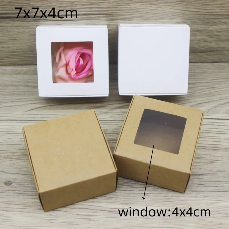 10 White/Kraft Square Paper Boxes, Candy Boxes