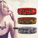 Colorful Stone Leather Bracelets Crystal Charm Wristbands