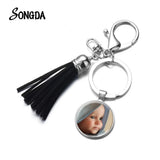 Custom Tassel Keychain Baby/Team Logo Glass Keyholders