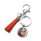 Custom Tassel Keychain Baby/Team Logo Glass Keyholders