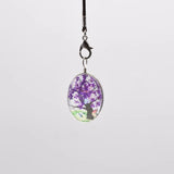 10Pcs Oval Natural Dried Flowers Plants Pendant Necklace DIY Decoration