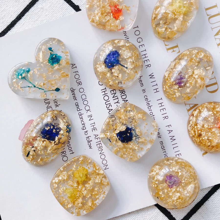 10pcs Acrylic Adhesive Bead Glass Flower Pendant Accessories