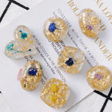 10pcs Acrylic Adhesive Bead Glass Flower Pendant Accessories