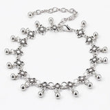 Silver Hollow Flower Anklets 10pc Lot Beads Tassel Leg Jewelry for Women