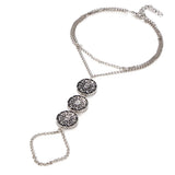 Carving Flower Anklets Antique Silver Beach Tassel Foot Ankle Bracelets