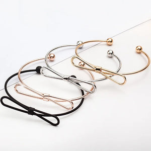 10pc Knot Bangles Bow Bracelets Open Cuff Silver Rose Hand Jewelry