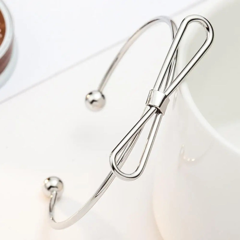 10pc Knot Bangles Bow Bracelets Open Cuff Silver Rose Hand Jewelry